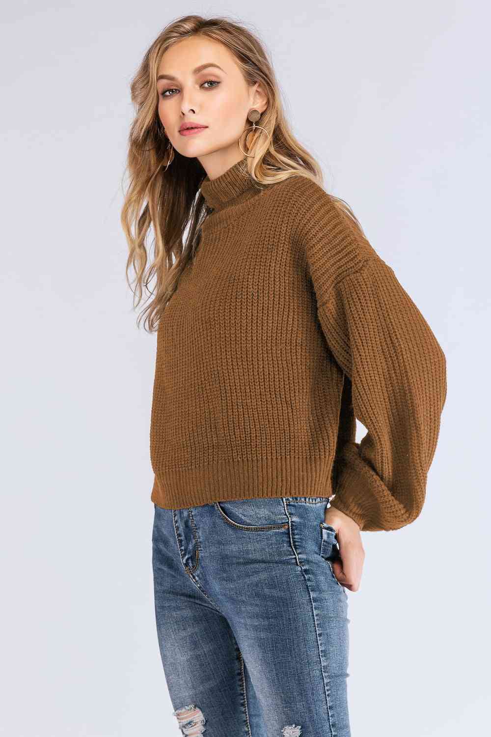 Turtleneck Rib-Knit Sweater