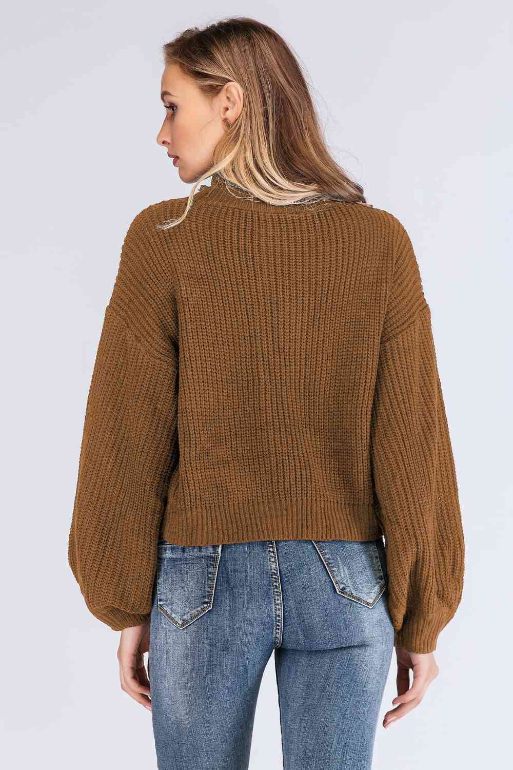 Turtleneck Rib-Knit Sweater