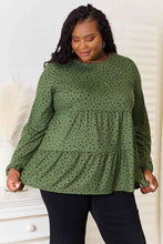 Heimish Full Size Long Puff Sleeve Polka Tiered Top