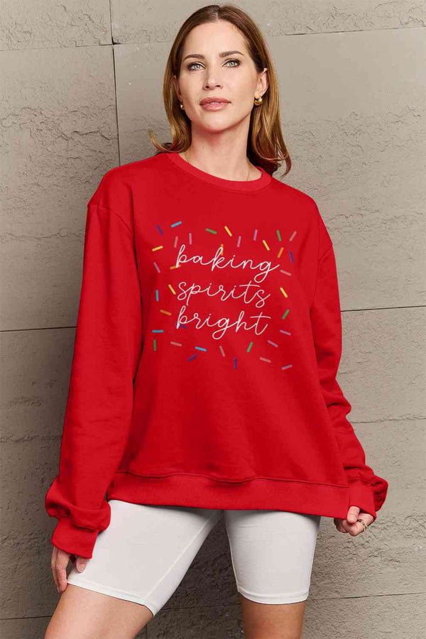 Letter Graphic Round Neck Long Sleeve Sweatshirt