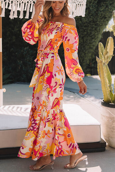 Printed Off-Shoulder Maxi Dress