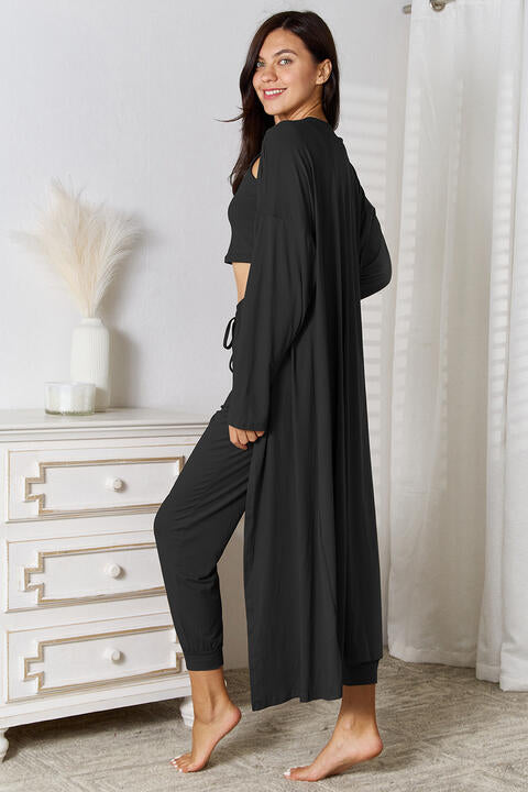 Tank, Pants, and Cardigan Set with Pockets - Kenchima 