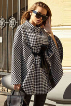 Houndstooth Tie Waist Trench Coat - Kenchima 