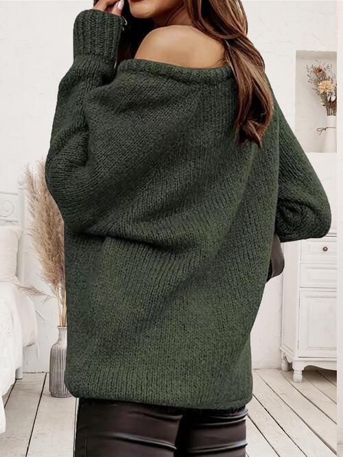 One Shoulder Long Sleeve Sweater - Kenchima 