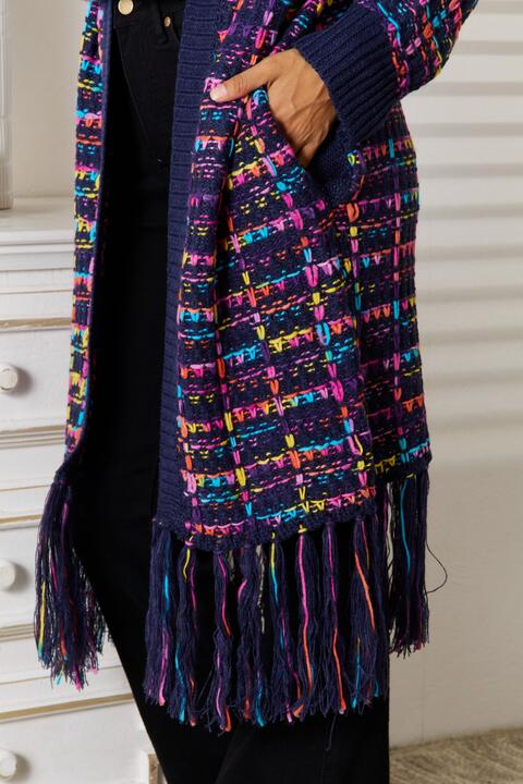 Fringe Hem Open Front Cardigan - Kenchima 