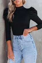 Mock Neck Puff Sleeve Bodysuit - Kenchima 