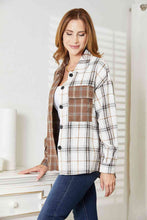 Plaid Contrast Button Up Shirt Jacket - Kenchima 