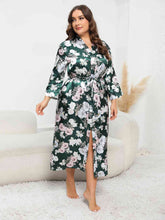 Plus Size Tie Waist Robe - Kenchima 