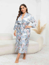 Plus Size Tie Waist Robe - Kenchima 