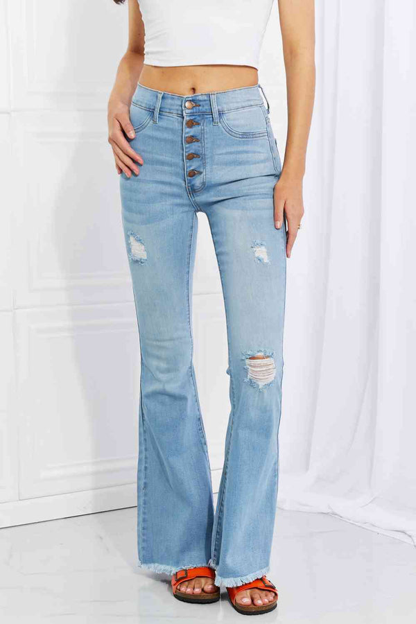 Jess Button Flare Jeans