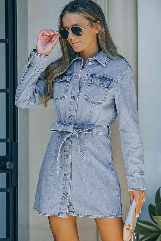 Belted Denim Dress