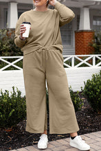 Textured Long Sleeve Top and Drawstring Pants Set