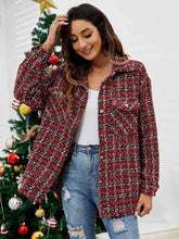 Plaid Collared Neck Button Front Jacket - Kenchima 